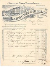 Facture.AM19615.Roanne.1913.Labouret & Billaud.Porcelaine.Faïence.Verrerie.Cr