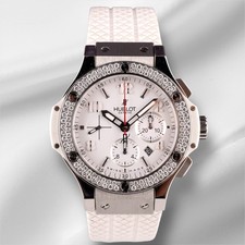 Hublot 44mm Big Bang Blanc Chronographe Montre Bracelet en Caoutchouc
