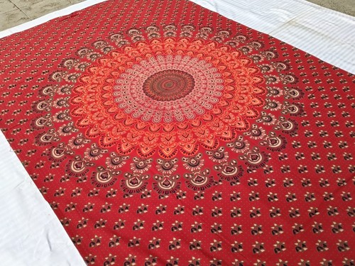 Lotus couvre lit indien rouge - indien,
