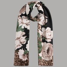 Liu Jo Écharpe Noire Animalier Florale Taille 70X180 Art. 2F5077T0300