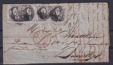 [LM77199] Belgium Cover N°6 P23 Bruges to Bruxelles 03/01/1852 COB € 300,00 UNG