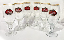 Stella Artois Belgium Gold Rim Stemmed Beer Chalices 40cl - 13.5oz  Lot Of 6