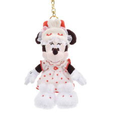Tokyo Disney Store Minnie Mouse Plush Toy Keychain Pajama Style From Japan