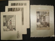 CURIOSA: Sylvain SAUVAGE etchings including 1 with remark + proof on silk #3