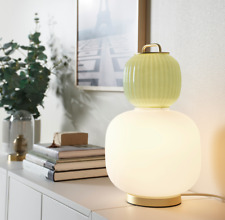 IKEA PILBLIXT Table Lamp, White/ Light Green Glass/Gold Effect Metal, 41 cm, 16"