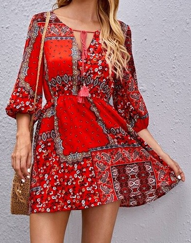 Courte robe imprimé - robe, à
