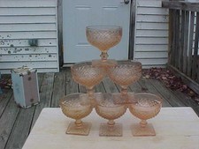 6 Vintage Miss America Pink Depression Glass Dessert Cups ?