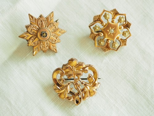 Lot broches ancien plaque or - lot,