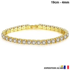 Bracelet en zircon cubique diamant doré gold 4mm - 19cm