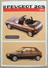 PEUGEOT 205 CTI Car Sales Specification Leaflet April 1986 #1/20