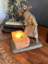 Antique Bronze Mednat Sculpture LE FORGERON Blacksmith Lamp Paris France Antique