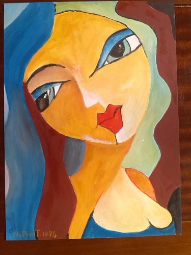 Femme essai peinture - peinture, à