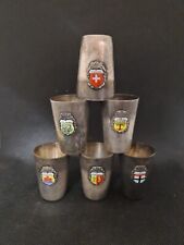 6 Vintage Liquor Cups Vodka Shot Glasses Silver Metal Switzerland E630