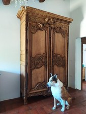 Antique Normandy Norman Hand Carved Louis XV Wedding Wardrobe Wardrobe