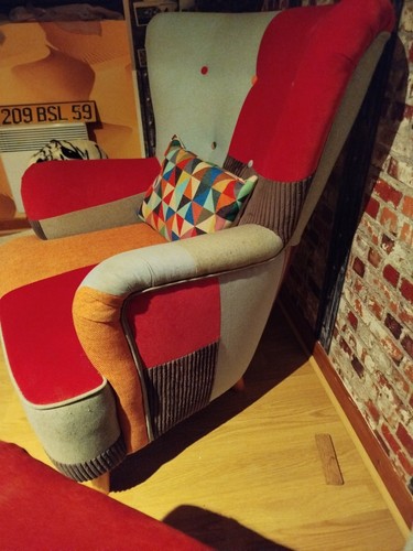 Fauteuil tissu patchwork