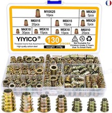 YIYICO Insert Fileté Bois Inserts Filetés Écrous à Visser Douille M4 M5 M6 M8 M1