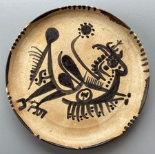 Ceramic plate, Vallauris? Signature on the back to identify, diam. 18.4 cm