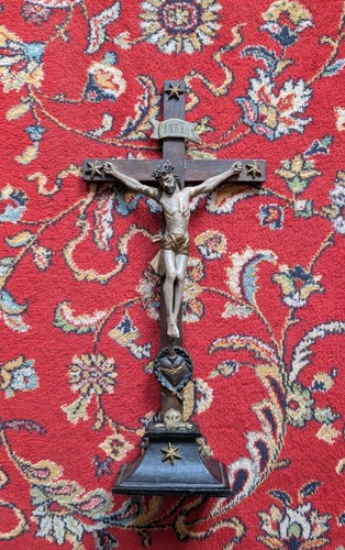 Ancien crucifix autel en - ancien,