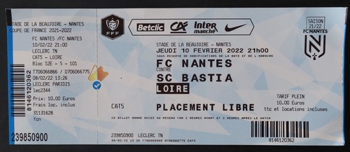 Ticket match nantes bastia - match,