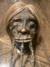 Vintage Tsantsa Replica Goat Hide & Real Hair 1950–1970s Shrunken Head Oddity
