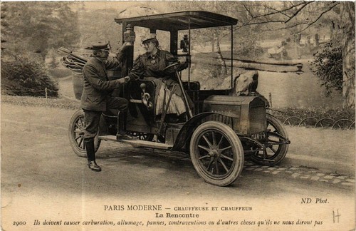 Old postcard paris driver - old,