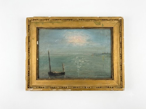 Tableau ancien paysage marin - ancien,