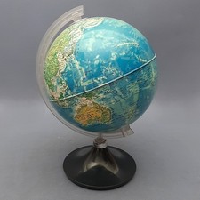 Globe Terrestre De Table En Plastique Céleste Vintage Années 70