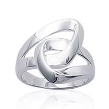 Bague noeud boucle plate femme - argent massif 925/1000 rhodié
