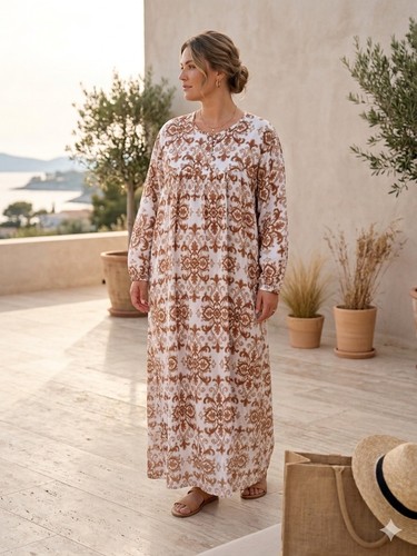 Robe longue cotton abaya au - , cotton/