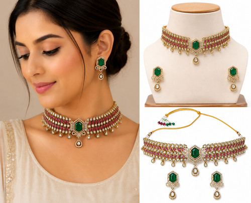 Collier cristal vert émeraude