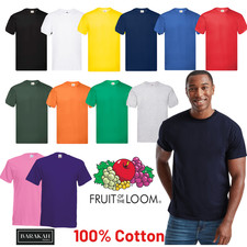 Fruit of the Loom Mens T-Shirts Plain 100% Cotton Short Sleeve T-shirt Tee Top