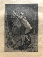 Félicien Rops — Hommage à Pan - La Curieuse — héliogravure sur Japon signée dlp.