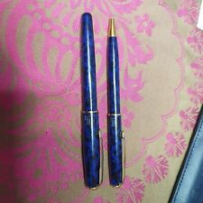 Parure STYLO ROLLER PARKER SONNET EN LAQUE NOIRE Et Bleu- Bon Etat