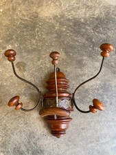 Ancien porte-manteaux mural 3 patères en bois et métal