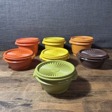 Lot Of 7 Vintage Tupperware Containers With Lids- Harvest Fall Colors