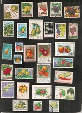 COLLECTION LOT DE 30 TIMBRES THEME ARBRES FRUITIERS FRUITS NATURE