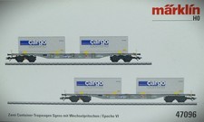 Ho Märklin 47096 Set Avec 2 Plat Wagonnet Conteneur de La Suisse SBB Cargo Neuf