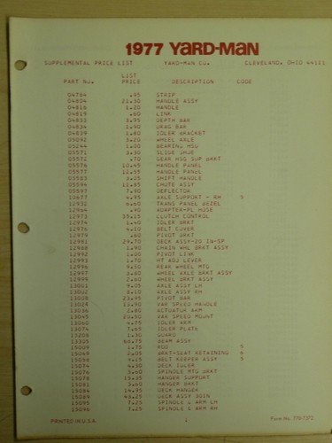 1977 yard man power equipment - 1977, yard-man