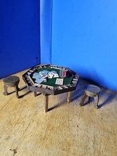 Dollhouse Poker Gaming Table, Stools, Cards And Chips