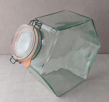 Ancienne grande bonbonne / bonbonnière/ jar, hexagonale, en verre, Hermetic