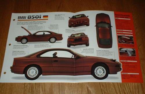 1991 bmw 850i - spec, sheet