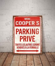 Plaque métal vintage Mini Cooper S parking privé Enseigne Garage Déco Panneau