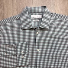 Mizzen Main Leeward Shirt Men XL Trim Fit Gingham Check Stretch Office Work New