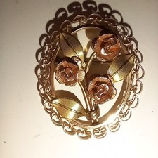 broche vintage en métal doré