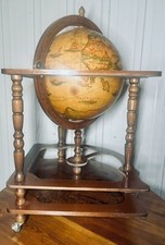 1960's Nautical Mid Century Modern World Globe Dry Bar On Casters Mini Bar