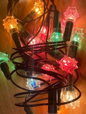 Vintage 80’s Noël Guirlande Électrique Lumineuse Diamants 20 Lampes CLIGNOTANTE