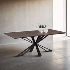Table de salle à manger massif 200 cm 6 à 8 personnes bois marron Homestyle4u