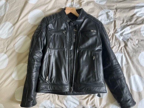 Blouson cuir moto noir - cuir,