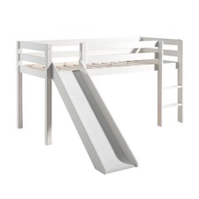 SLEEPY - Lit Mi-Hauteur Tobogan en Pin Laqué Blanc 90x200cm