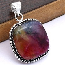 Arc en Ciel Solaire Quartz Gemme Ethnique Fait à la Main Pendentif Bijoux 0.7 "
